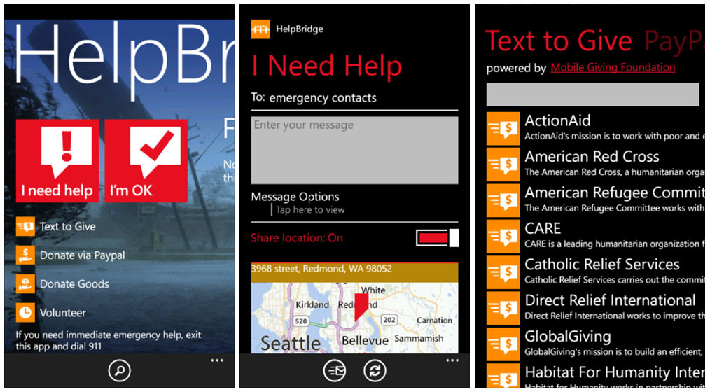 Microsoft HelpBridge App Screenshots (2013)